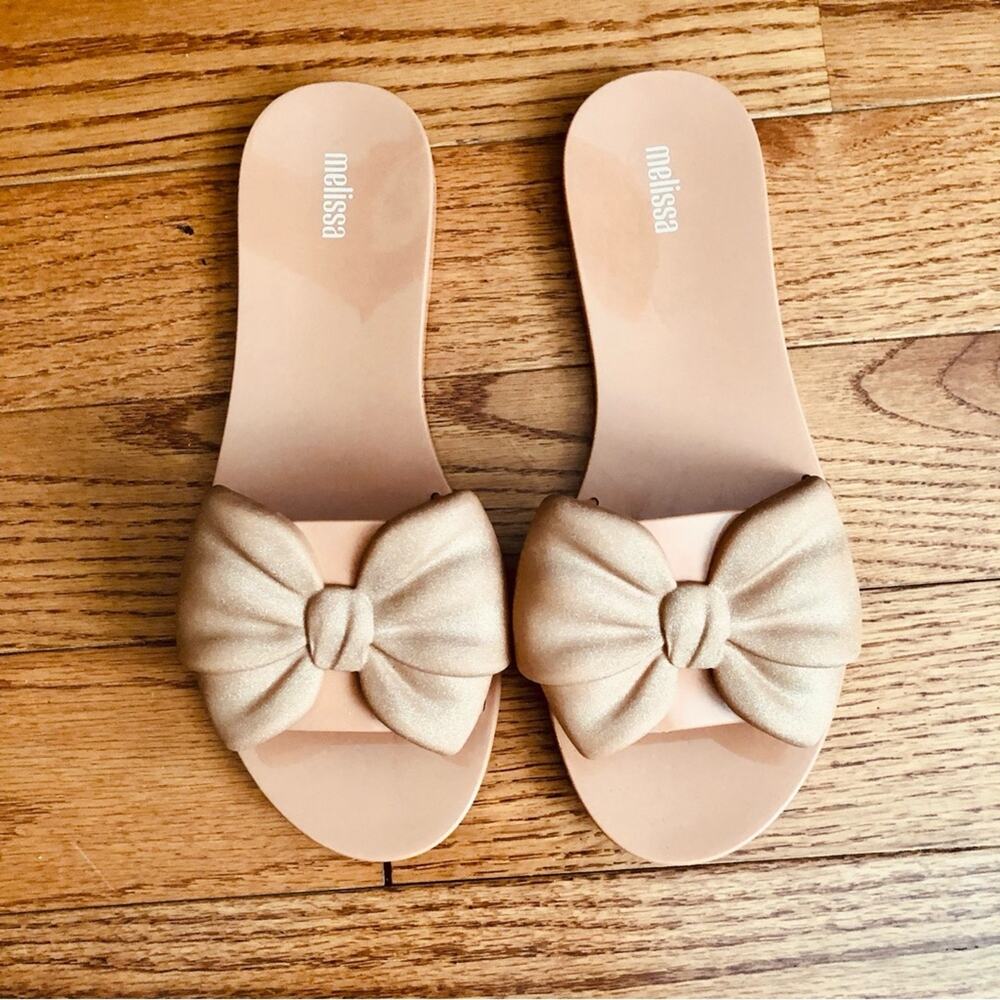 Melissa Babe Bow Slide Coquette Jelly Beige Sandals Women’s Size 8 - Picture 3 of 10